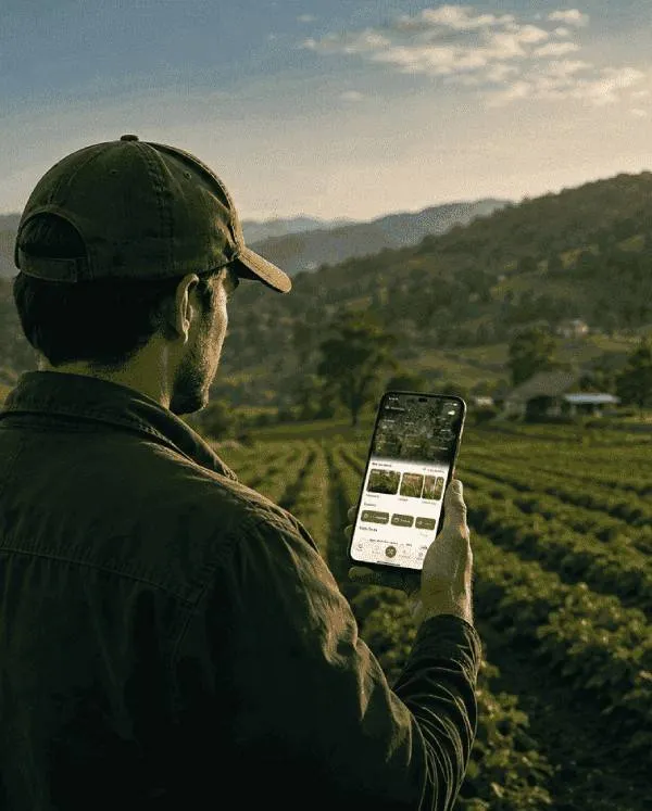 Farmer using precision tools in the field