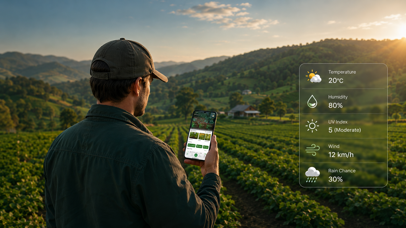Farmer using precision tools in the field